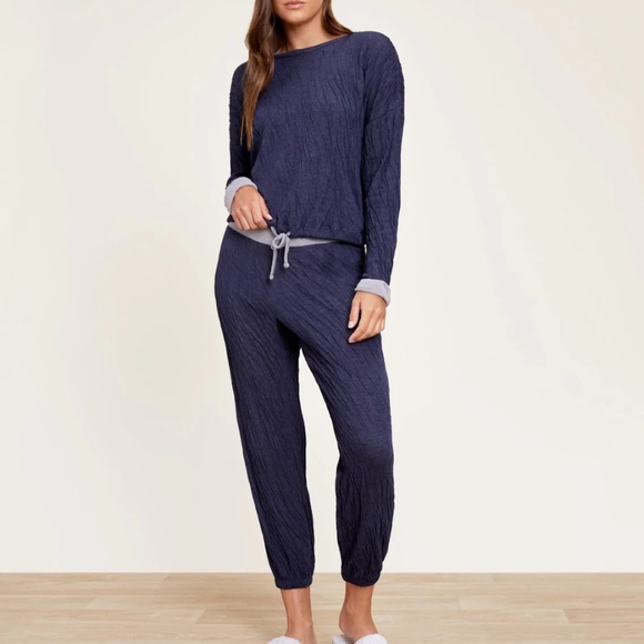 Barefoot Dreams Other - NWT Barefoot Dreams Lounge Set PJs XL Indigo Gray Crinkle Jersey Joggers Soft